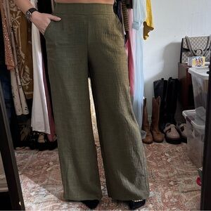 NWOT Tahari Green Lightweight Slacks Wide Leg Pants
